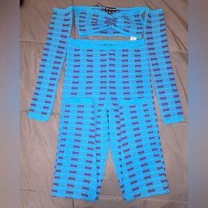 PrettyLittleThing Blue & Purple Knit Two-Piece Set  XS